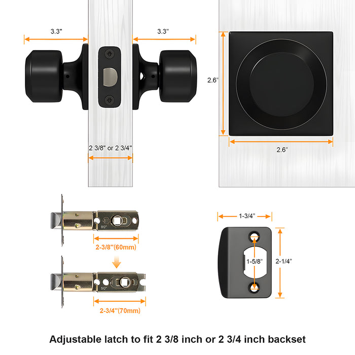 Black Simple Round Door Knob for Room