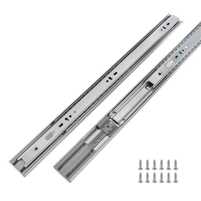 LONTAN 16 inch Heavy Duty Soft Close Drawer Slides 1 Pair 3 Fold Full Extension Ball Bearing Drawer Glides Side Mount Cabinet Rails with Rear Mounting Brackets 100lb Capacity