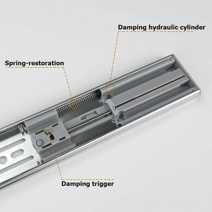 LONTAN 16 inch Heavy Duty Soft Close Drawer Slides 1 Pair 3 Fold Full Extension Ball Bearing Drawer Glides Side Mount Cabinet Rails with Rear Mounting Brackets 100lb Capacity