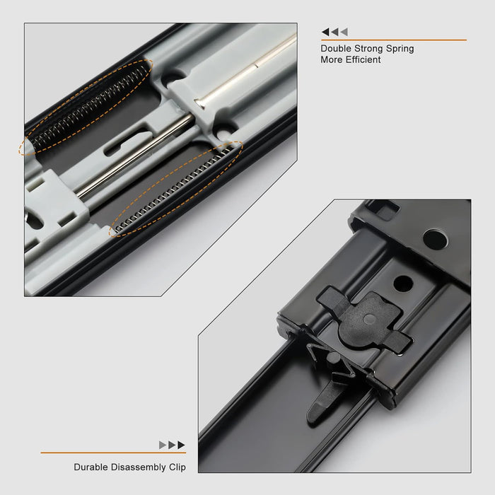 LONTAN 1 Pair Soft Close Drawer Slides 12 Inch Black Side Mount Heavy Duty Drawer Glides 9.76" Extension 3 FOLD Ball Bearing Cabinet Rails 100 LB Capacity