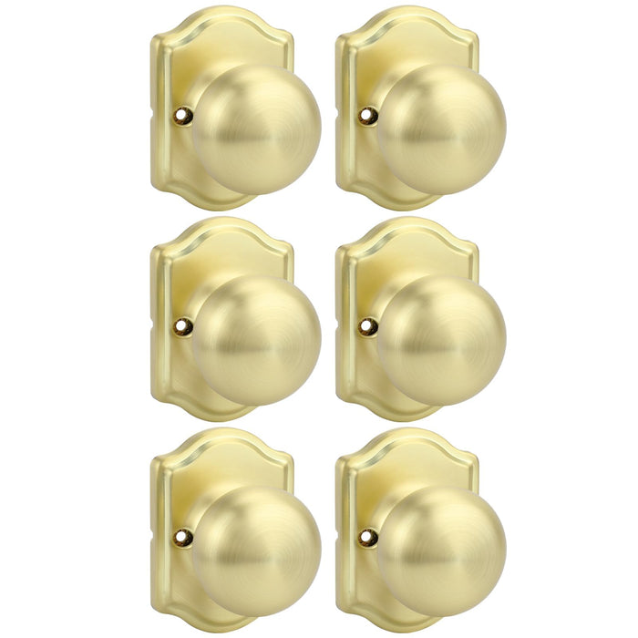 Goldenwarm 6 Pack Brushed Gold Privacy Door Knobs Interior for Bedroom & Bathroom, Classic Gold Interior Door Knobs