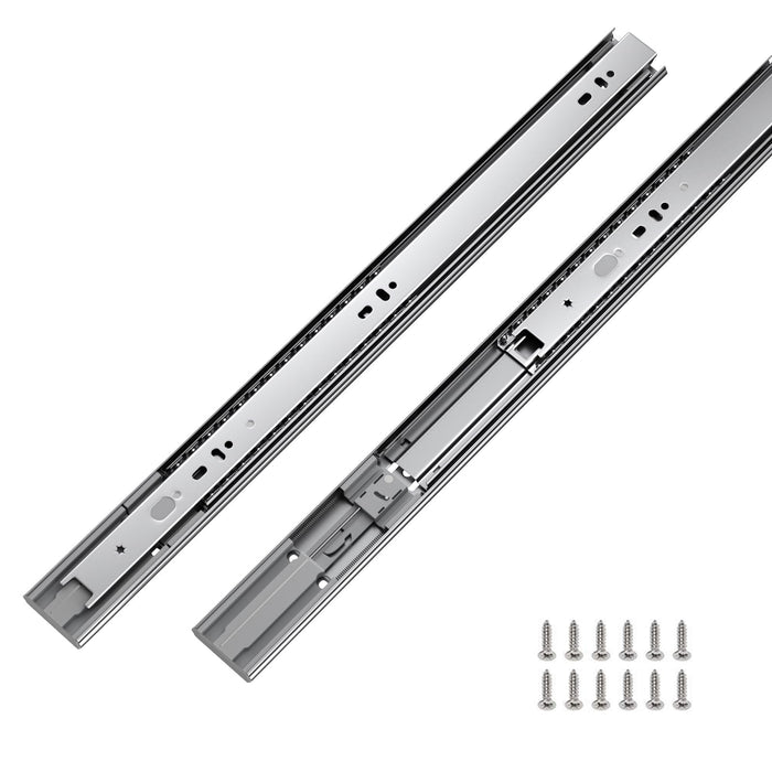 LONTAN 16 inch Heavy Duty Soft Close Drawer Slides 1 Pair 3 Fold Full Extension Ball Bearing Drawer Glides Side Mount Cabinet Rails with Rear Mounting Brackets 100lb Capacity