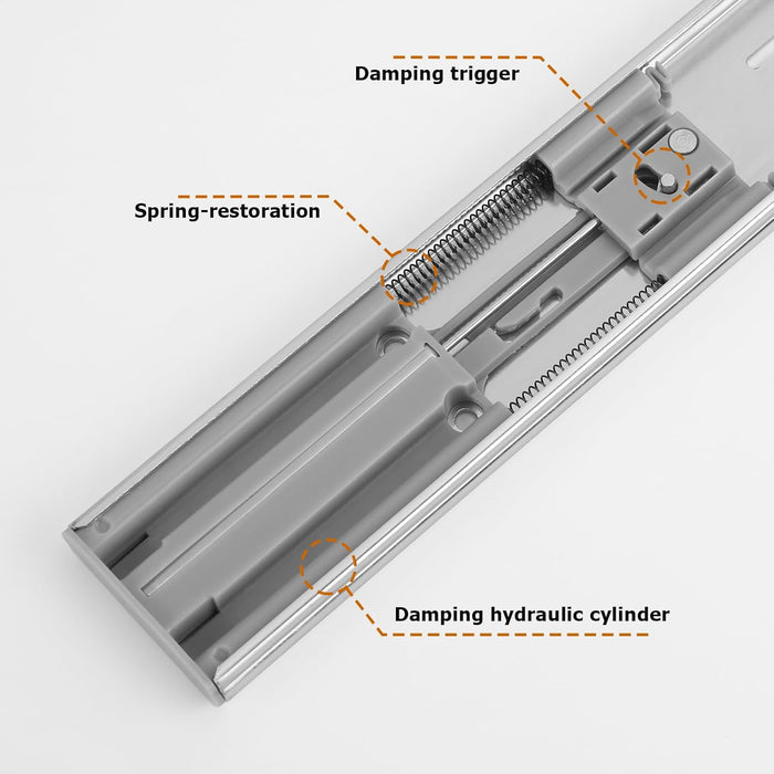 LONTAN 1 Pair Soft Close Drawer Slides 14 Inch Kitchen Drawer Slides - Ball Bearing 3 Fold 12.4" Extension Heavy Duty Drawer Slides, 100LB Capacity