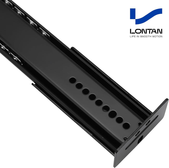 LONTAN 1 Piece Black Center Mount Drawer Slides 12 Inch - Bottom Centered Drawer Mount 3/4 Extension Heavy Duty Drawer Glides for Cabinets, Dressers, and Furniture – Smooth and Quiet Operation