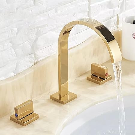 Deck Mounted 2 Handles Waterfall Bathroom Faucets