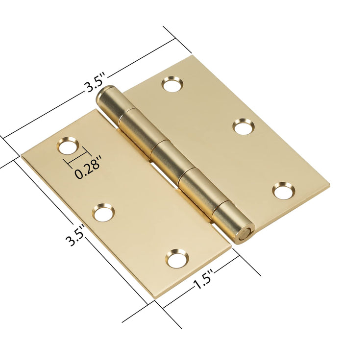 Goldenwarm 3.5 inch Satin Brass Gold Door Square Butt Hinges for