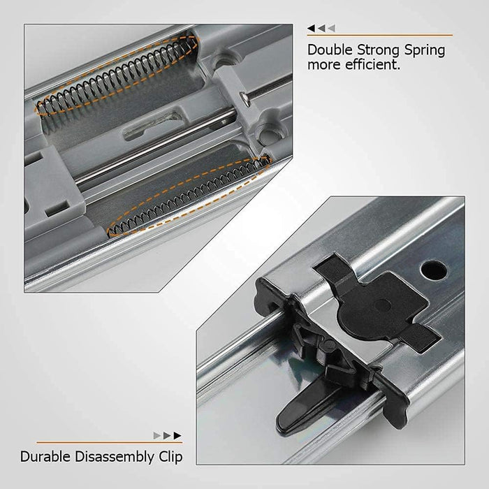 LONTAN 16 inch Heavy Duty Soft Close Drawer Slides 1 Pair 3 Fold Full Extension Ball Bearing Drawer Glides Side Mount Cabinet Rails with Rear Mounting Brackets 100lb Capacity