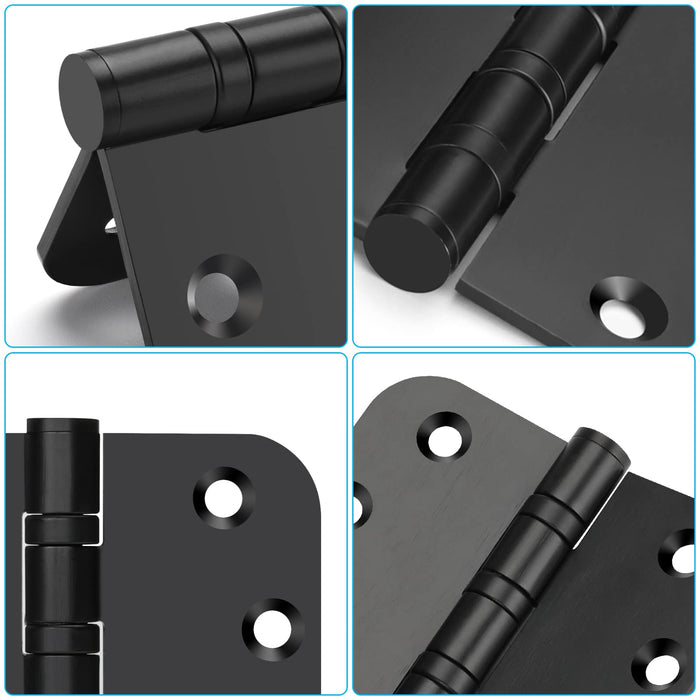 Stainless Steel Black Ball Bearing 4'' with 5/8'' Radius Corners Door Hinges for Heavy-Duty Door