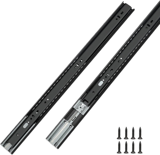 LONTAN 1 Pair Soft Close Drawer Slides 12 Inch Black Side Mount Heavy Duty Drawer Glides 9.76" Extension 3 FOLD Ball Bearing Cabinet Rails 100 LB Capacity