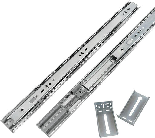 LONTAN 16 inch Heavy Duty Soft Close Drawer Slides 1 Pair 3 Fold Full Extension Ball Bearing Drawer Glides Side Mount Cabinet Rails with Rear Mounting Brackets 100lb Capacity