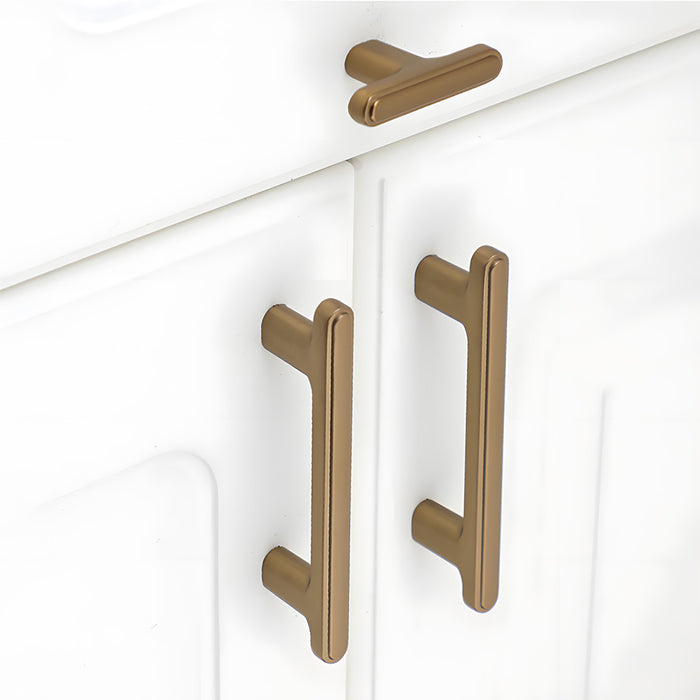 Modern Zinc Alloy T Bar Knobs & Grooved Bar Cabinet Pulls
