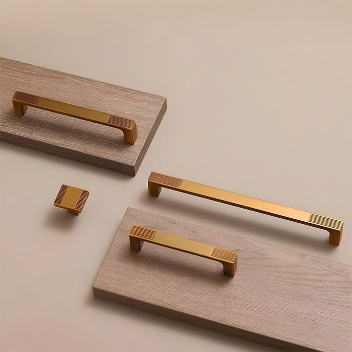 Square Textured Gold & Black Drawer Handles