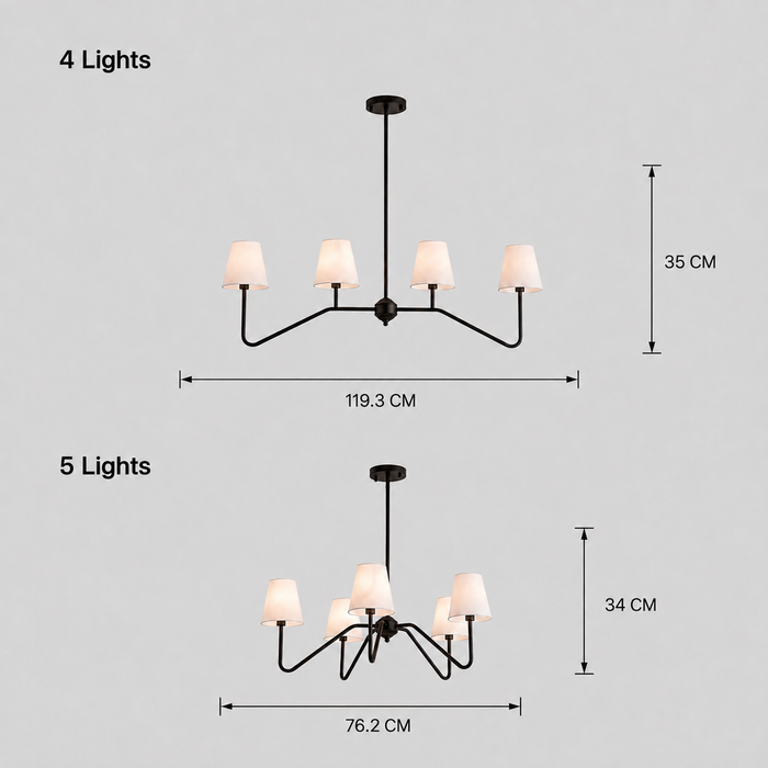 Modern Black Fabric Shade Chandelier