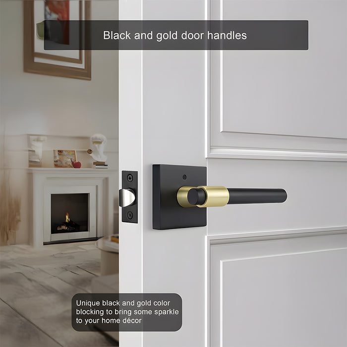 Zinc Alloy Black Gold Interior Door Handle Heavy Duty Door Lever