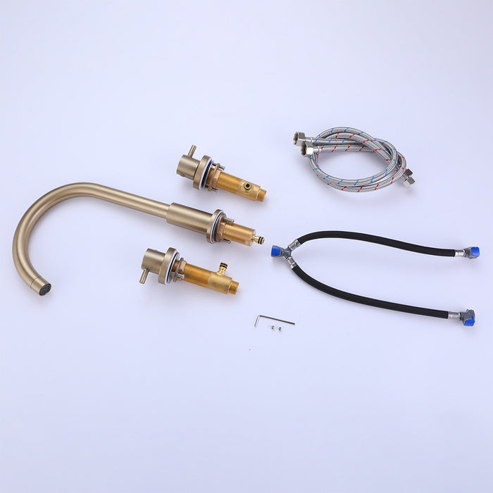 3 Hole Double Handle Brass Widespread Bathroom Faucet