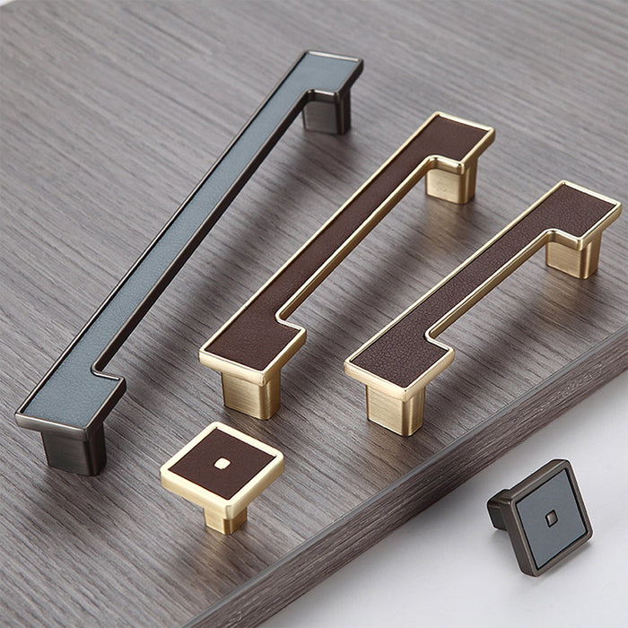 Modern Square Leather Cabinet Handles