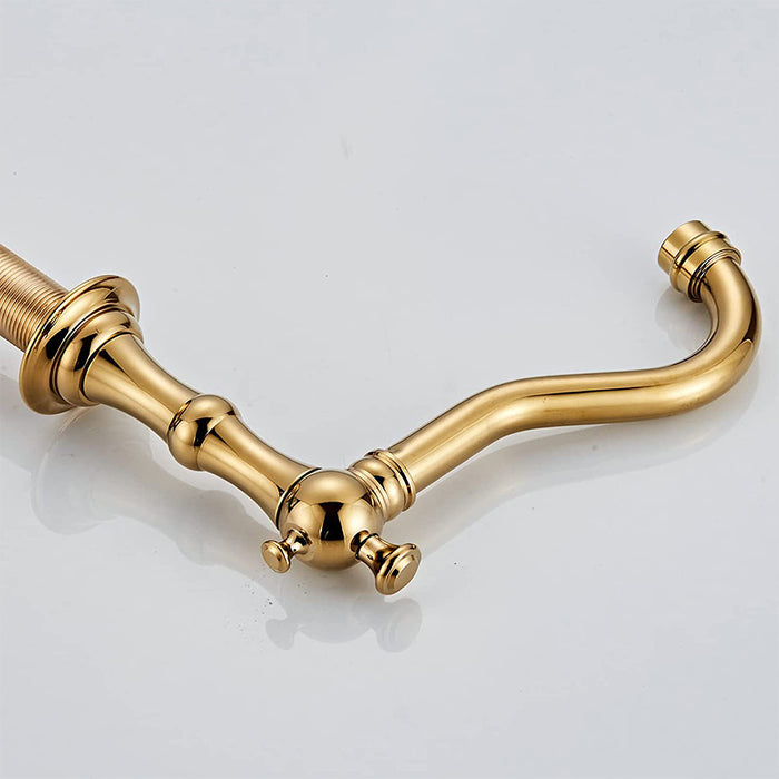 Antique Brass Dual Cross Handles Widespread 3 Hole Bathroom Faucet