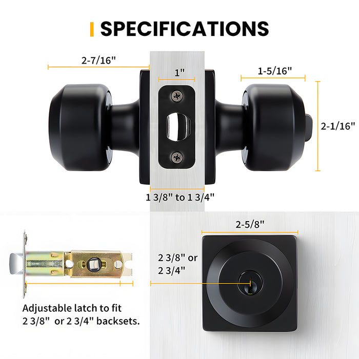 Black Simple Round Door Knob for Room