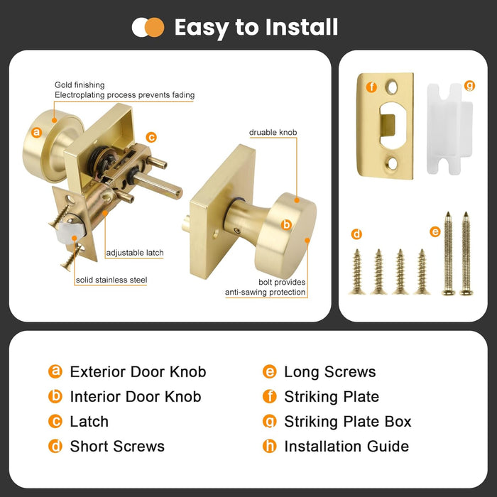 Passage Square Door Knobs for Closet Doors Hallway Dining Room