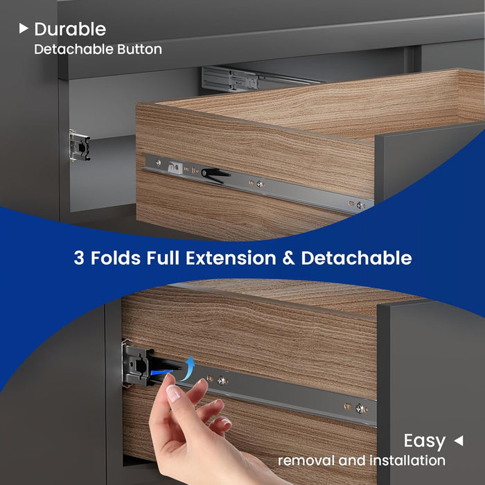 LONTAN 4 Pairs 12 Inch Heavy Duty Soft Close Drawer Slides - 100LB Load Capacity Full Extension Drawer Glides Side Mount Ball Bearing Dresser Cabinet Rails with Screws