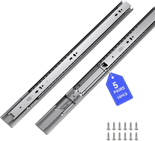 LONTAN Soft Close Drawer Slides 12 Inch 5 Pairs Heavy Duty Ball Bearing Dresser Drawer Glides 9.76" Extension Side Mount Kitchen Cabinet Rails 100lb Capacity