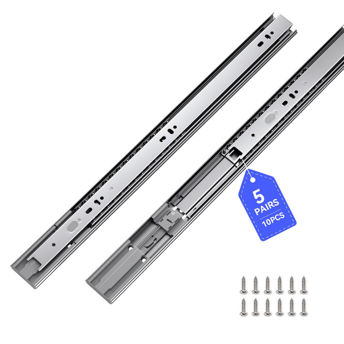 dresser drawer glides 22 Inch Full Extension Slides With Soft Close Side Mount 100 LB Capacity Ball Bearing Heavy Duty Cabinet Rails 2 Pairs For Easy Install or guest rooms Drawer Slide Plastic Rails with