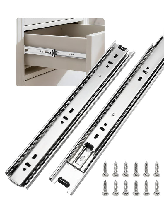 LONTAN Soft Close Drawer Slides 12 Inch 5 Pairs Heavy Duty Ball Bearing Dresser Drawer Glides 9.76" Extension Side Mount Kitchen Cabinet Rails 100lb Capacity