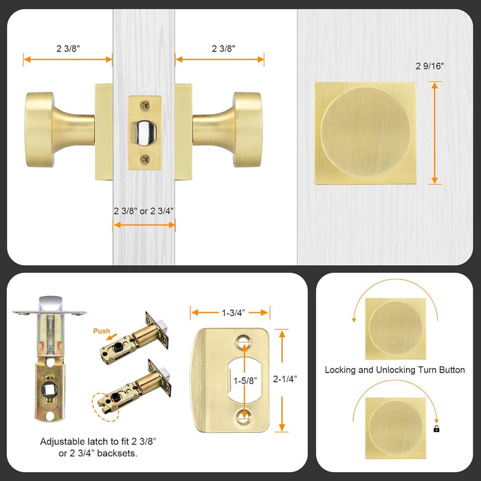 Passage Square Door Knobs for Closet Doors Hallway Dining Room