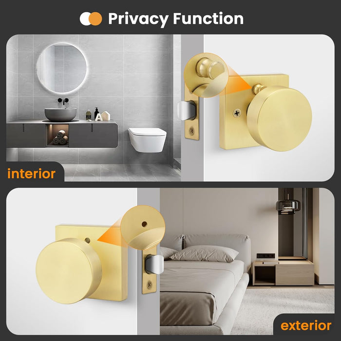 Privacy Square Door Knobs for Doors Bathroom Bedroom