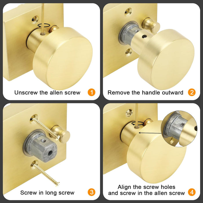 Privacy Square Door Knobs for Doors Bathroom Bedroom