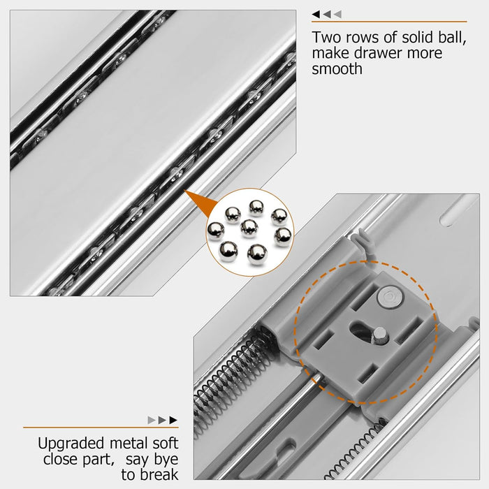 LONTAN Soft Close Drawer Slides 12 Inch 5 Pairs Heavy Duty Ball Bearing Dresser Drawer Glides 9.76" Extension Side Mount Kitchen Cabinet Rails 100lb Capacity