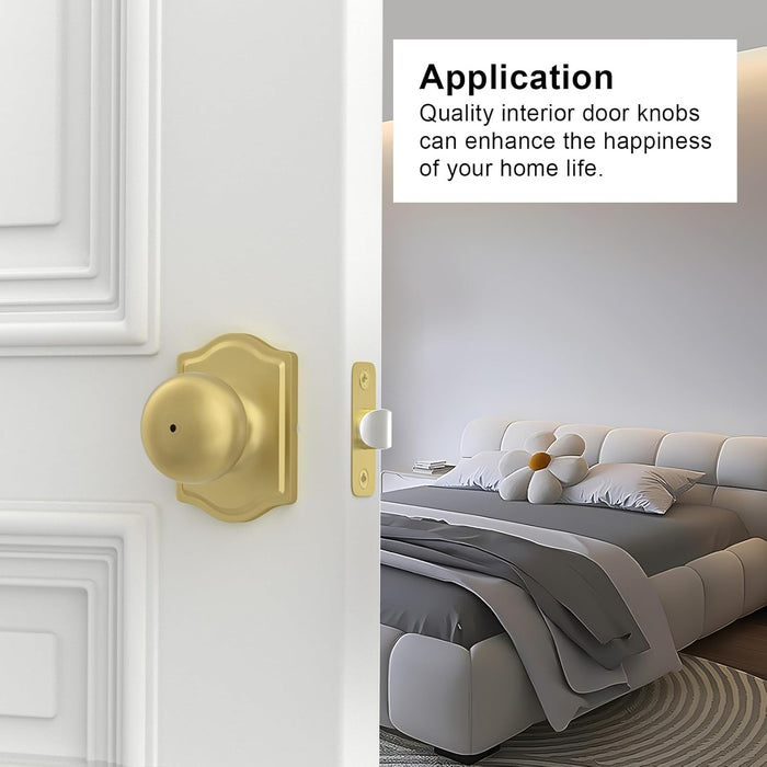 Goldenwarm 6 Pack Brushed Gold Privacy Door Knobs Interior for Bedroom & Bathroom, Classic Gold Interior Door Knobs