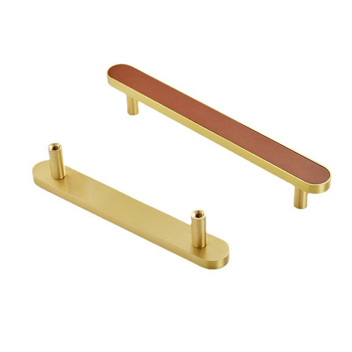 3-3/4'' Colorful Brass Leather Drawer Cabinet Wardrobe Handles