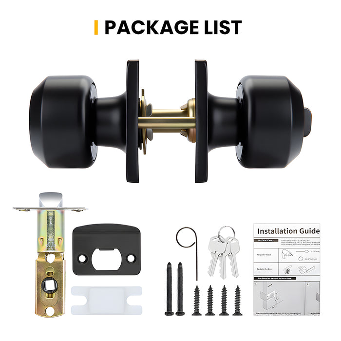 Black Simple Round Door Knob for Room