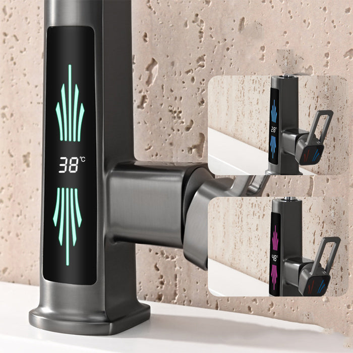 360° Rotation Liftable Bathroom Faucet with LED Digital Display