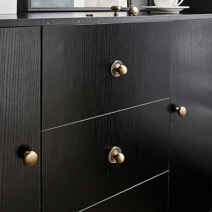 Vintage Bronze Solid Brass Single Hole Cabinet Knob with Backplate