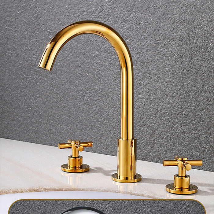 Goldenwarm Brass Bathroom Faucets Widespread 2-handle Bathroom Sink Faucets