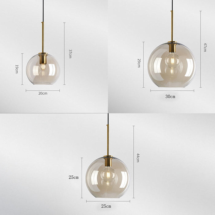 Vintage Glass Globe Pendant Light with Brass-Tone Accents