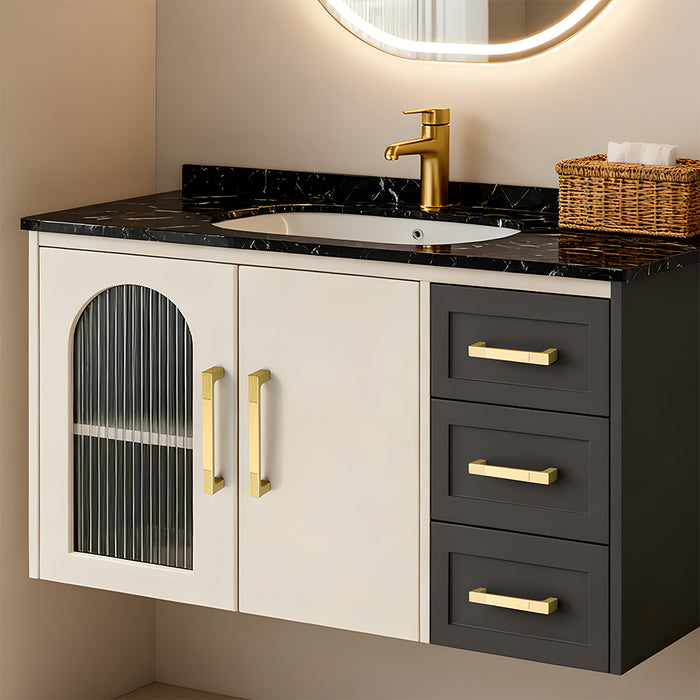 Square Textured Gold & Black Drawer Handles