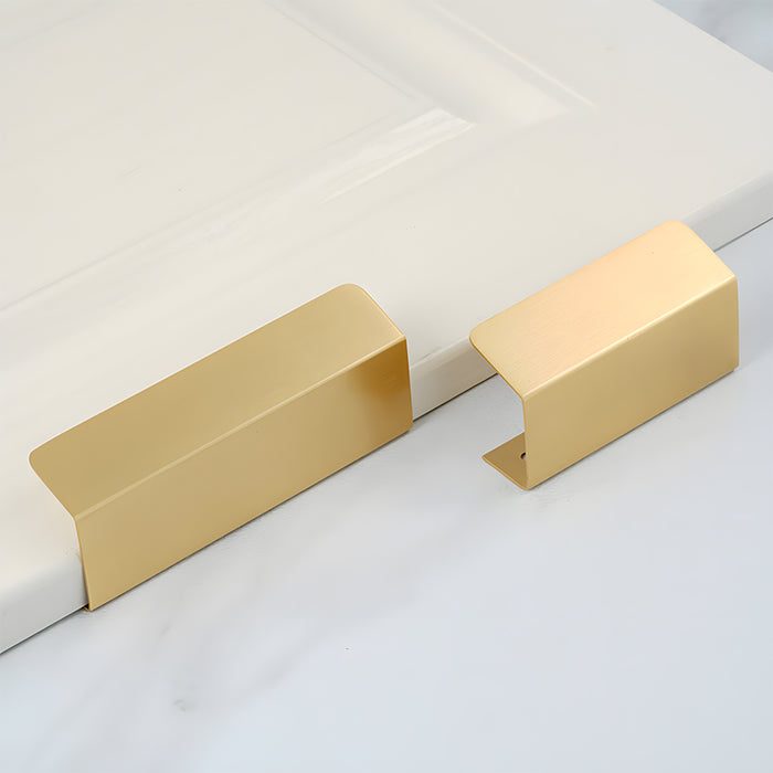 Modern Simple Embedded Brass Gold Edge Pulls