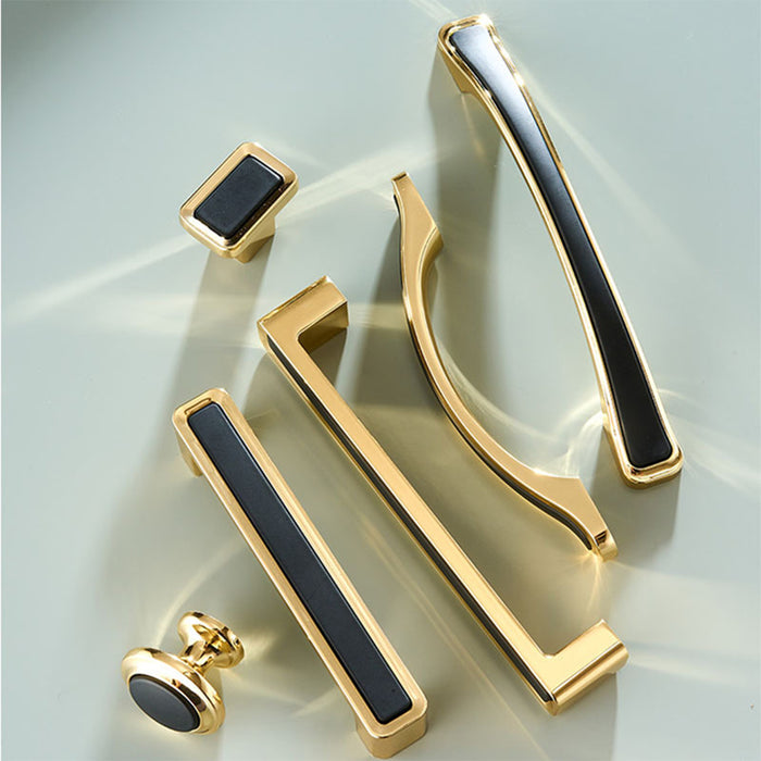 Luxury Zinc Alloy Black Gold Cabinet Handles