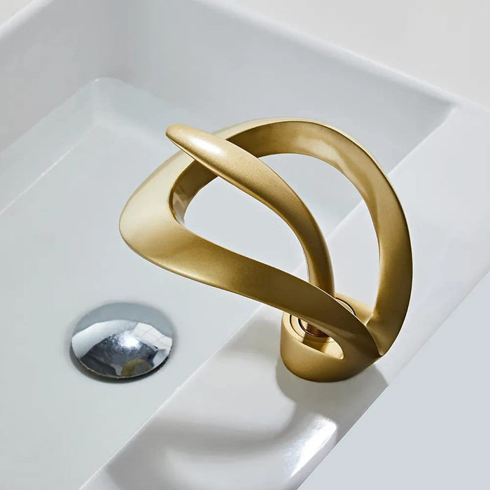 Elegant Single Handle Solid Brass Waterfall Bathroom Sink Faucet