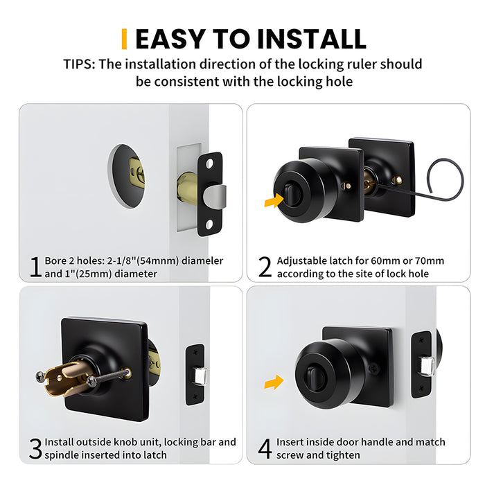 Black Simple Round Door Knob for Room