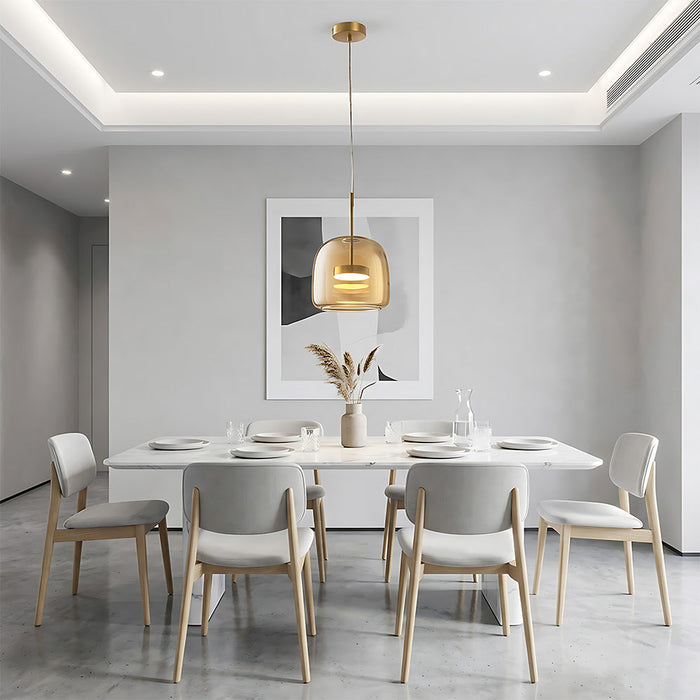 Modern Glass Pendant Lights in Amber or Smoked Glass