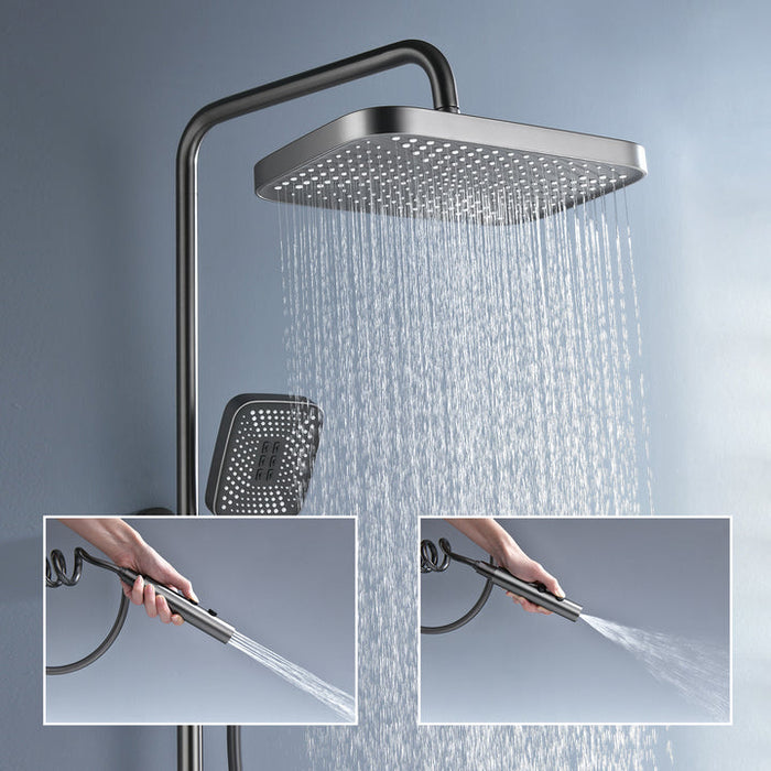 Wall-mounted Waterfall Shelf Bathroom Mixer Faucet Digital Display Shower Set