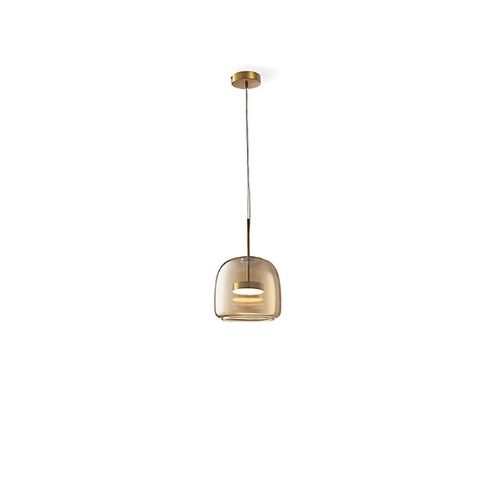 Modern Glass Pendant Lights in Amber or Smoked Glass