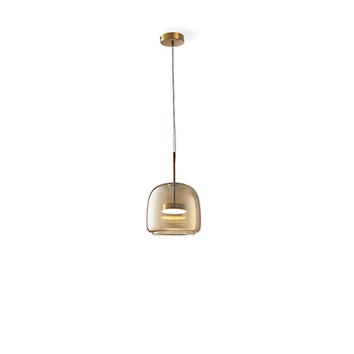 Modern Glass Pendant Lights in Amber or Smoked Glass