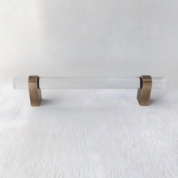 Modern Acrylic and Brass Drawer Pulls Cabinet Handles