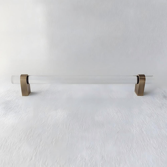 Modern Acrylic and Brass Drawer Pulls Cabinet Handles