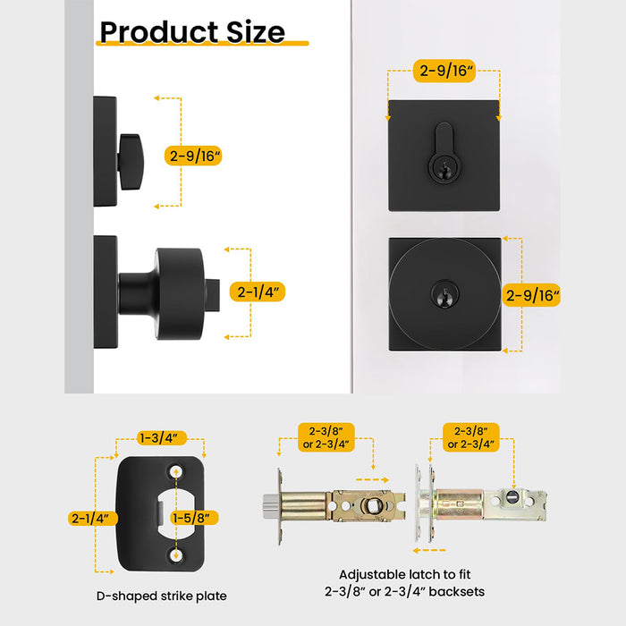 Matte Black & Brushed Nickel Entry Door Handle Set